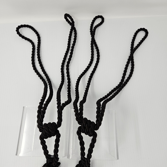 Tassel Curtain Tie Backs Black & Silver Beads Set of 2 Decorator Detail - Picture 3 of 12